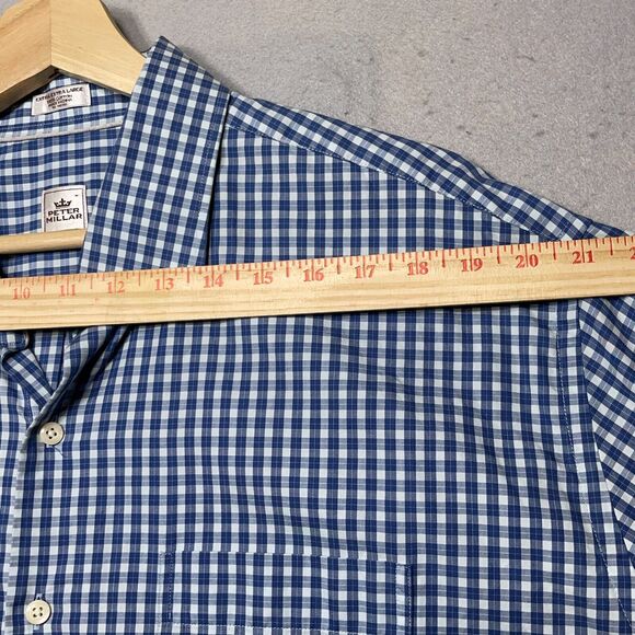 Peter Millar Shirt Mens Size XXL Button Down Blue Check Casual Preppy Career - Picture 7 of 11